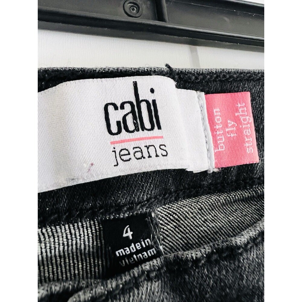 Cabi Black Dark Wash Denim Button Fly Straight Leg Jeans Size 4 Womens - Picture 5 of 6